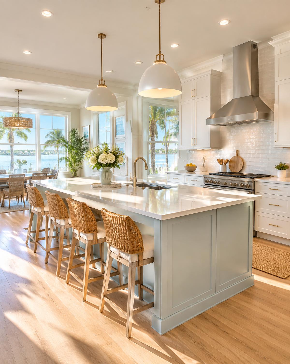 Bright Florida kitchen lit by recessed lighting installed by Electrical Enterprises